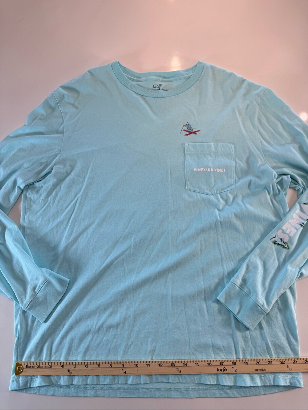 Vineyard Vines Men’s Long-Sleeve Pocket Tee - Aqua Blue - Picture 4 of 11